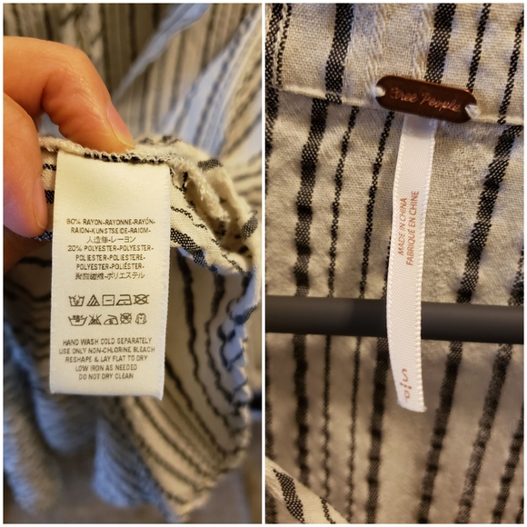 Free People Striped Tunic Off White and Dark Grey - Picture 10 of 14